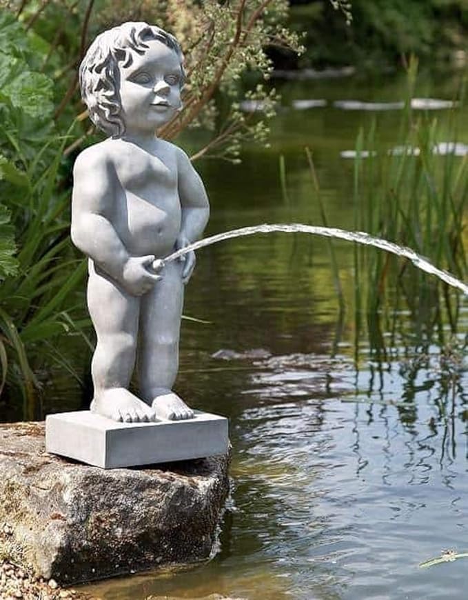 Manneken PIS Belgium Boy Statue, Pond Spitter Fountain 24 Inch in Gray, Polyresin Waterscape Sculpture, Suitable for Water Garden Koi Fish Ponds, Gardens, Patios, Fountain Centers or Pool Decorations