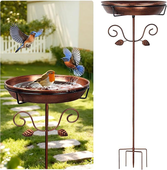 Ieuan 35.4" Tall Metal Bird Bath for Outdoors with 2.2" Deep and 12'' Dia Bowl, Removable, Easy - Clean, Vintage Freestanding Birdbaths & Birdfeeder for Garden Yard Lawn Decor, Glod