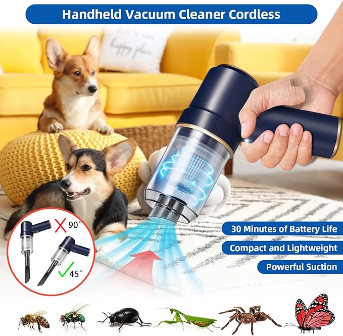 2026 Upgraded Bug Vacuum with Long Nozzle for Adults&Kids&Garden, 5 in 1 Handheld Fly Vacuum Catcher for Spider Insect Wasps Bees Ants Ladybugs, Humane Indoor/Outdoor Cordless Catch and Release