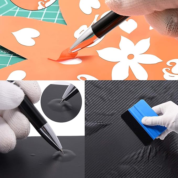 Weeding Tools for Vinyl，2 Pieces Air Release Pen Craft Vinyl Weeding Tools Stainless Steel Point Retractable Air Release Weeding Tools for Craft Weeding Essential Adhesive Vinyl (Black)
