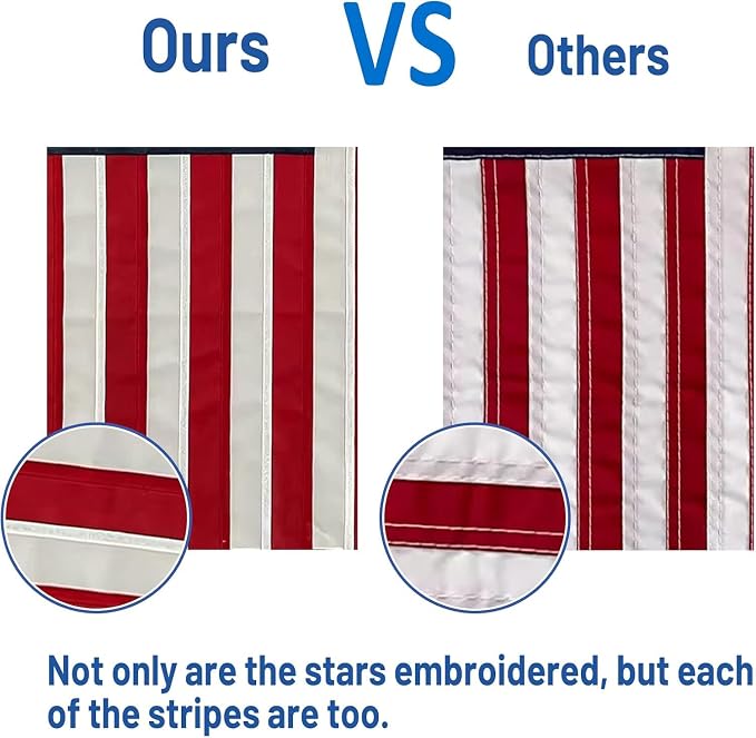 Bradford Embroidered American Garden Flag with Stand Holder, 12x18 inch American USA Garden Flag for Outside Yard Heavy Duty