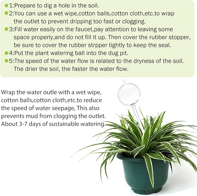 3 PCS Top-Fill Self Watering Globes, Automatic Plant Watering Devices, Transparent Self Watering Planter Insert, Durable Clear Glass Aqua Bulbs for Indoor, Ball Shape, & Funnel