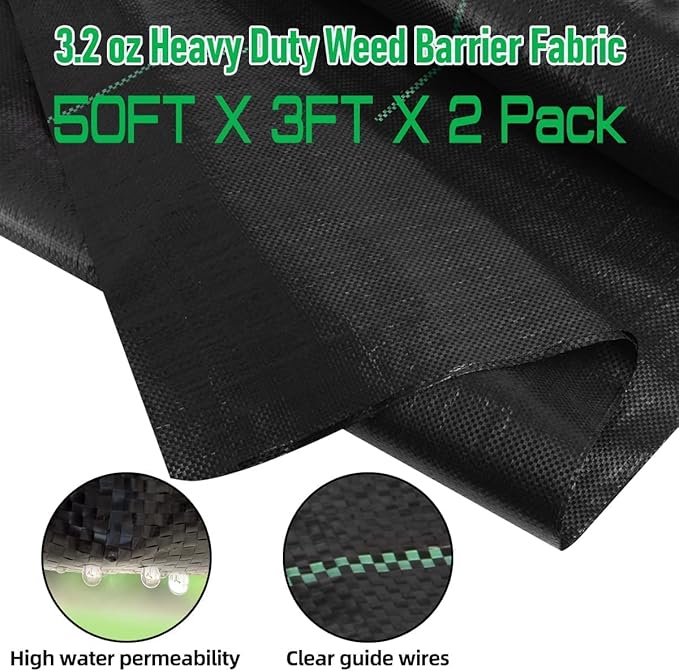 LAVEVE 3FT x 100FT Weed Barrier Landscape Fabric, 3.2oz Premium Heavy Duty Garden Cloth, Ground Cover for Gardening, Farming