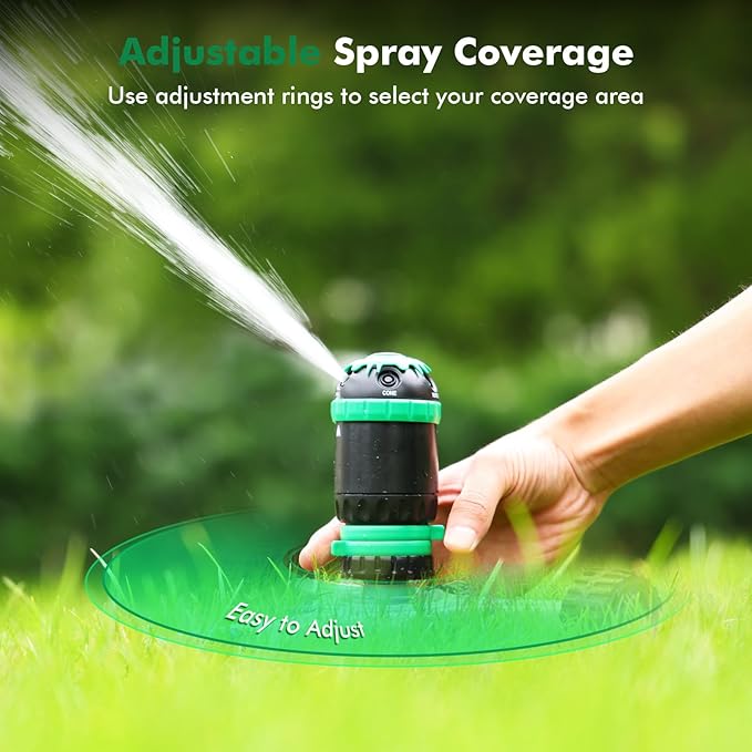RESTMO Gear Drive Sprinkler with Wheeled Base, 5-Pattern Multi-Adjustable Lawn Sprinklers for Yard, Heavy Duty Watering System for Garden Plant, Flower Bed and Large Area Watering