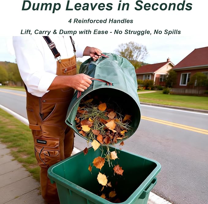 72-Gallon Reusable Yard Waste Bags: Hot Shot Tools 4 Pack Lawn & Leaf Bags – Heavy Duty Garden Waste Bags with Stand-Up Design & Reinforced Handles for Easy Yard Cleanup