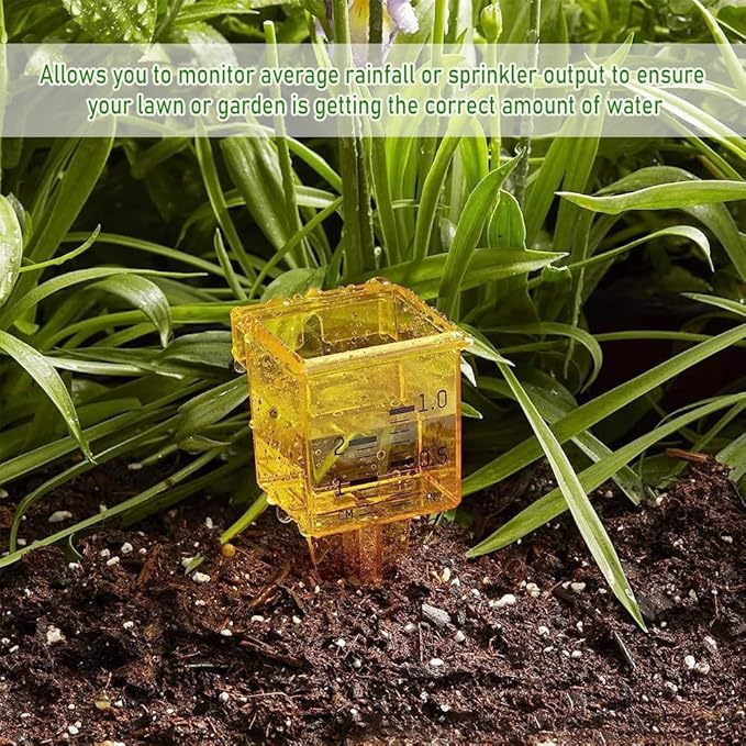 ZORZA Outdoor Rain Gauge Plastic Clear Sprinkler Gauge Rain Measuring Gauge Tool 1.5" Wide Mouth,Bright Yellow,Ideal for Lawn,Yard,Garden,Backyard,Set of 5