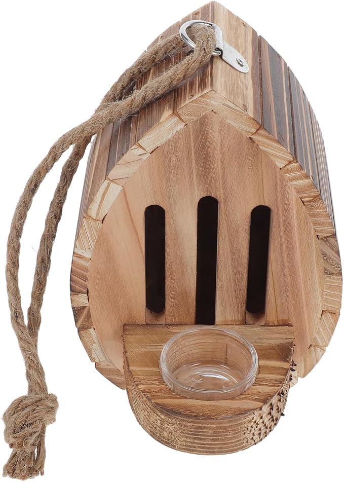 Uonlytech Wooden Butterfly House with Feeder Hanging Garden Butterfly Habitat Refuge Nesting Box for Patio Yard Wildlife Feeding and Decoration