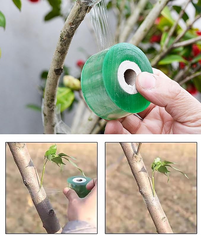 1.2inch Grafting Tape for Floral Fruit Trees Stretchable Garden Grafting Tape Plants Repair Tapes Poly Budding Tape Seedling Graft (White+Green)