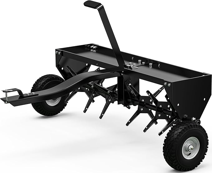 YINTATECH 40in Tow Behind Aerator, Plug Aerator for Lawn Tractor, 24 Plug Coring Knifes, Black