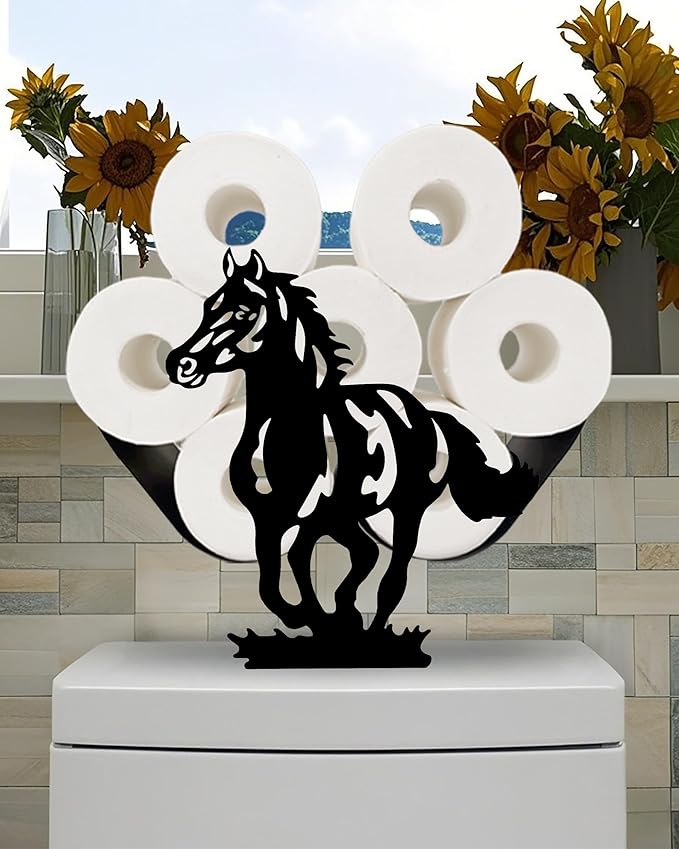 Whimsical Horse Toilet Tissue Holder,Animal Paper Holders,Decorative Metal Papers Holder,Funny Toilet Animal Storage for Bathrooms,Bathroom Paper Organizer for Extra 8 Rolls Free Standing Art Decor