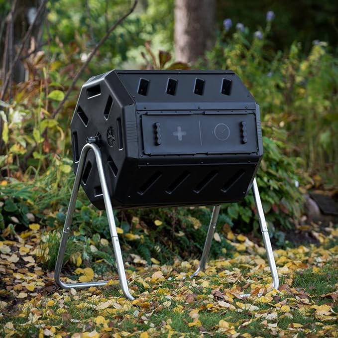 FCMP Outdoor IM4000 Dual Chamber Tumbling Composter (Black)