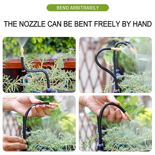 Drip Irrigation Kit Automatic Watering System for Potted Plants, 360 Degree Adjustable Copper Micro Sprinklers, Quick Connect Tubing Fittings for Garden, Lawn, Patio, Balcony (50 FT Ⅱ)