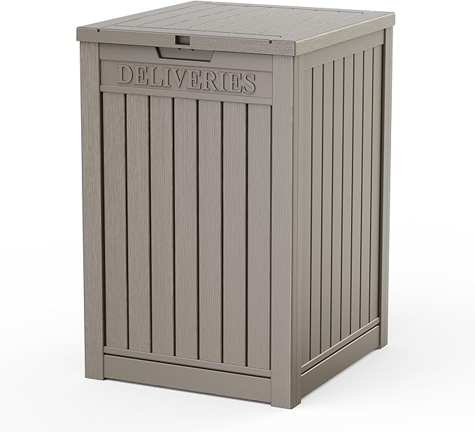 EasyUp 56 Gallon Deck Boxes Outdoor Waterproof, Resin Outside Storage Box for Patio Cushion Furniture Pool Accessories Garden Tools Indoor Outdoor Storage Bench (56 Gallon, Grey)