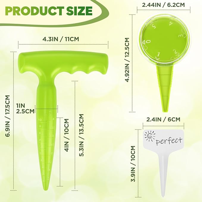 Seed Planter Tool, 6.9" Dibber Garden Tool, Plastic Dibbler Tools for Planting, Seed Dispenser, Bulb Digger Garden Planter for Sowing Seeds, Bulbs, Digging (Light Green 12pcs)