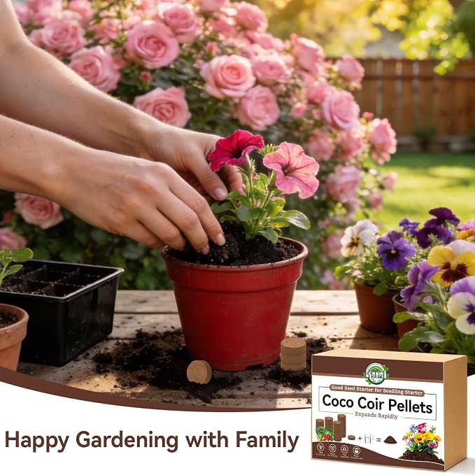 Halatool 55 Pcs Compressed Coco Coir Pellets, Seed Starter Soil Pellets for Indoor Potted Plants, Made from 100% Organic Coconut Coir for 3X Water Retention & Enhanced Aeration, Beginner-Friendly
