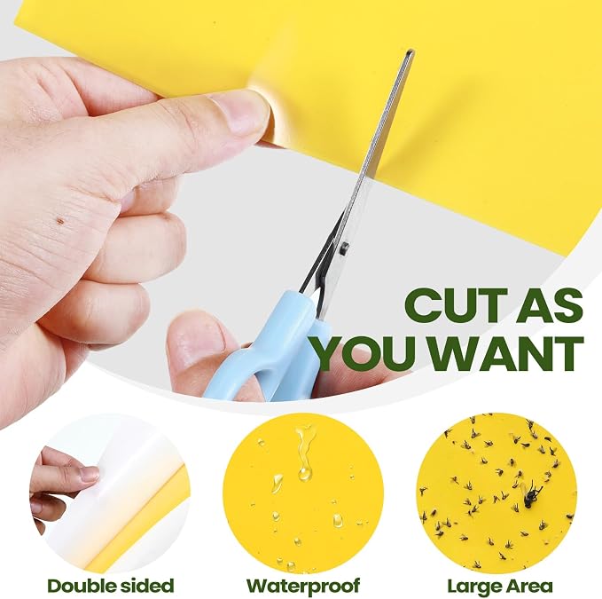 Qualirey 400 Pcs Yellow 6 x 8 Inch Sticky Traps for Gnats Dual Sided Fruit Fly Sticky Traps for Indoor and Outdoor Plant with Twist Ties and Plastic Holders for Fungus Gnats, Bug, Flying Insect