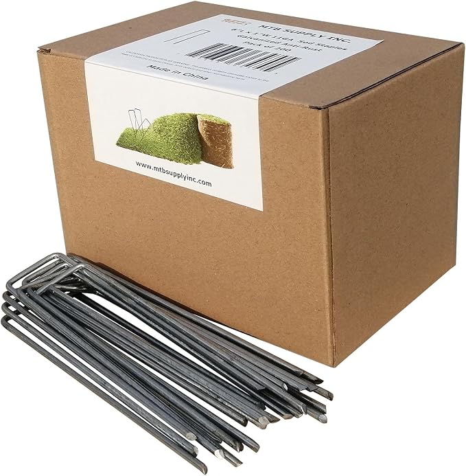 200 Pack 6 Inch 11GA(0.12inch) Landscape Staples Garden Stakes Fence Netting Pins Ground Spikes Sod Cover Fabric Pegs Anti-Rust Galvanized