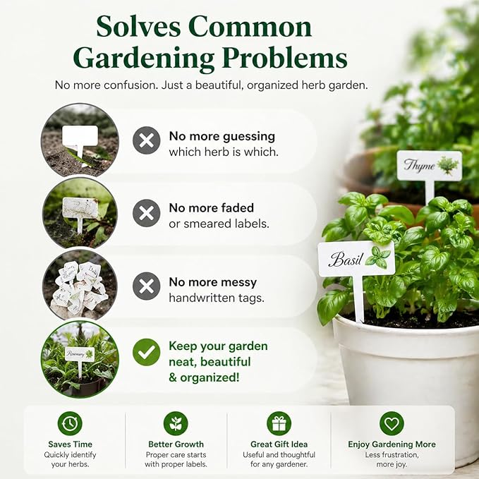 12Pcs Herb Garden Signs - 12 Styles Plant Labels for Outdoor Acrylic Markers - Waterproof Reusable Stakes Tags With Names for Vegetables Indoor Outdoor Decoration