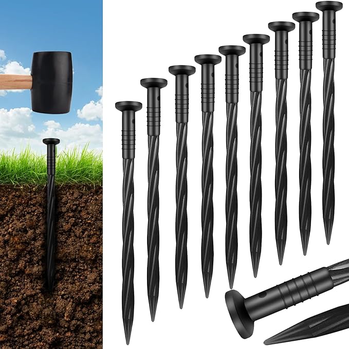 80 Pack 8 Inch Plastic Landscape Edging Anchoring Stakes Garden Lawn Yard Spikes Landscaping Stakes for Paver Edging, Weed Barrier, Tent, Artificial Turf