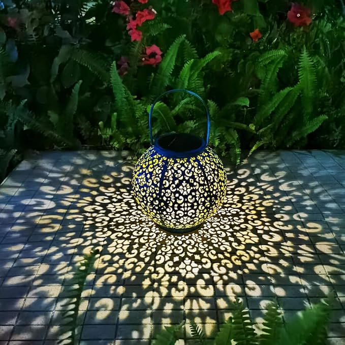 Big Solar Lantern Outdoor Waterproof, Go2garden Gifts for Mom Yard Decorations Lights for Balcony Party Ornaments, Birthday Mothers Day Gifts for Women Wife Grandma (1 Pack, Teal Blue)