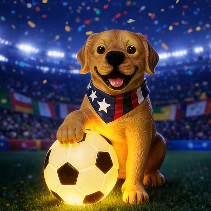 World Cup 2026 Decor, World Cup Gifts for Sports Fans, Solar Outdoor Garden Statues Lights, Dog Sculpture Garden Decor, Unique Housewarming & Yard Decoration Gifts for Women, Men, Daughter