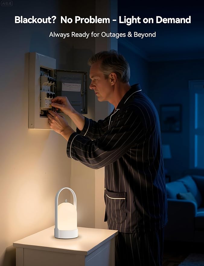 Tubicen Rechargeable Table Lamp Portable 4000mAh Battery Operated Lamp Camping Lantern 4-Level Touch Dimmable Cordless LED Table Night Lamp for Bedroom Dining Room Kitchen Balcony Restaurant
