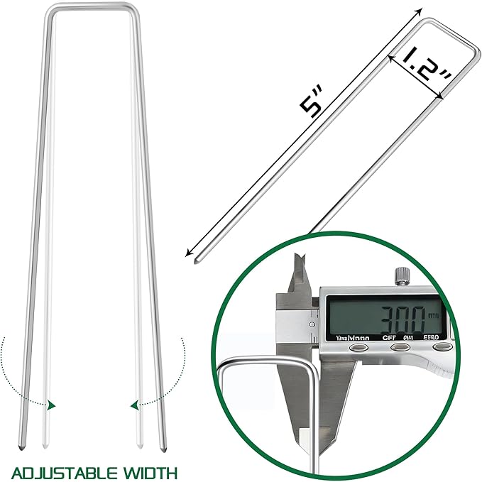 KLASIT Garden Stakes 5Inch-25Pack,Heavy Duty Galvanized Landscape Staples,Anti-Rust Ground Pins for Weed Barrier Fabric,Yard Lawn,Plant Cover,Tent and Landscaping Decoration
