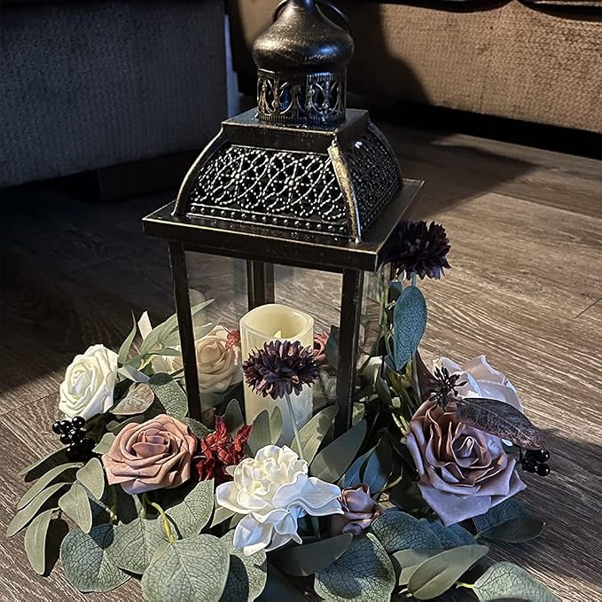 Lanterns Decorative Indoor&Outdoor, 14.4'' Large Black Square Hanging Lanterns, Vintage Metal Candle Holder for Outdoor Patio Front Door Porch Wedding Party Decor