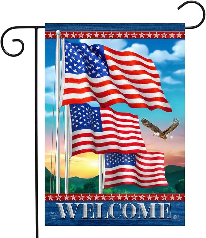 Briarwood Lane Waving American Flags Welcome Garden Flag Patriotic Eagle 12.5" x 18"