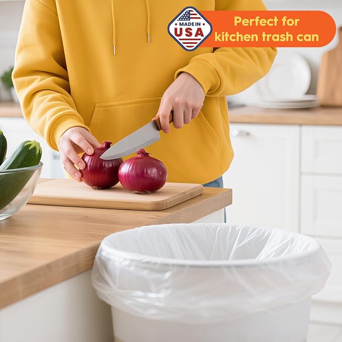 DELXO 30-33 Gallon Trash Bags, 250 Count Light to Medium Large Clear Garbage Bags, Thick Durable and Puncture-Resistant Plastic Bags for Kitchens, Yards & Offices, Made in USA