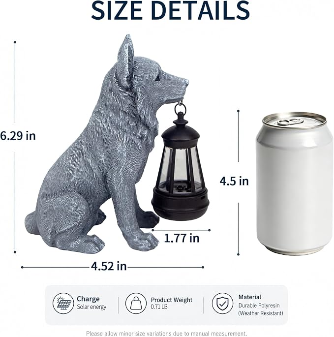 Solar Dog Garden Statue, Outdoor Decoration with Lantern for Yard, Patio, Lawn Outside, Ideal Christmas Birthday Mothers Day Gifts for Mom Women Grandma