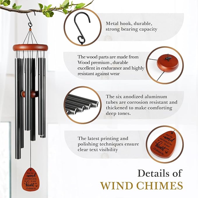 SteadStyle Sympathy Gifts for Loss of Loved One - Memorial Gifts Wind Chimes, Gifts for Who Loss of Dad, Mom, Brother, Friend, Sympathy Bereavement Gift Baskets Home Outdoor Garden Patio Decor (36 IN)