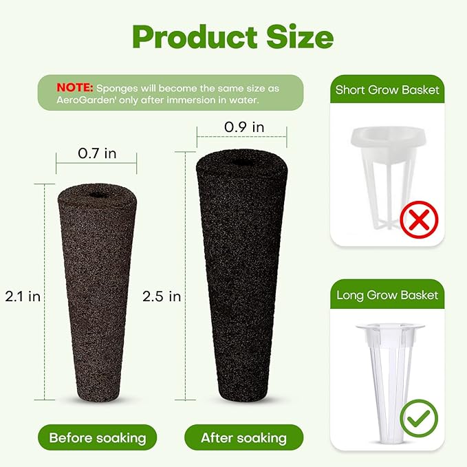 Ahopegarden 52PCS Hydroponics Pods Kit: Compatible with Aerogarden, Includes 24 Grow Sponges, 24 Pods Labels, 4 A&B Plant Food - Hydroponics Supplies for Most Brands