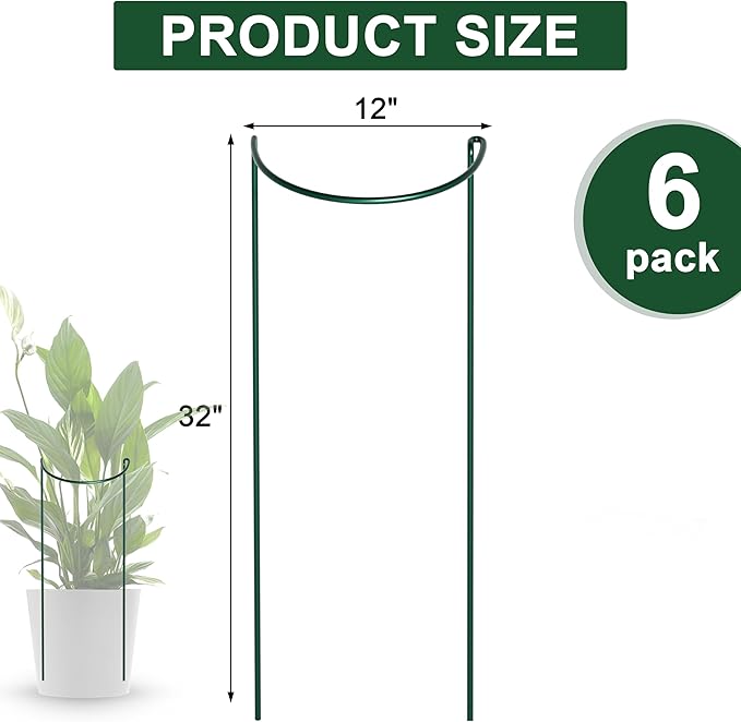 6 Pack Peony Cages and Supports, 14" (W) x 32"(H) Plant Support, Rust-Proof Metal Plant Support Stakes for Outdoor&Indoor Plants