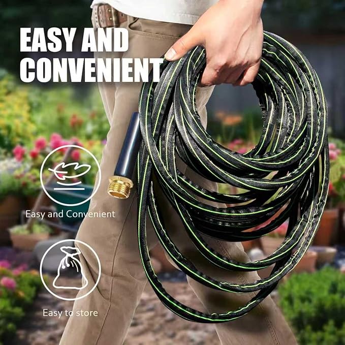 100FT Non-Expanding Garden Hose – Lightweight & Durable, Flexible, Burst-Resistant, Anti-Kink for Outdoor Use (Green)