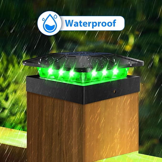 Peasur 4x4 Post Solar Lights RGB Color Changing, 6 Packs Waterproof LED Solar Cap Lights for 4×4/3.5×3.5 Wood/Vinyl Posts, Post Top Lighting Outdoor for Fence Deck Mailbox Porch Railing