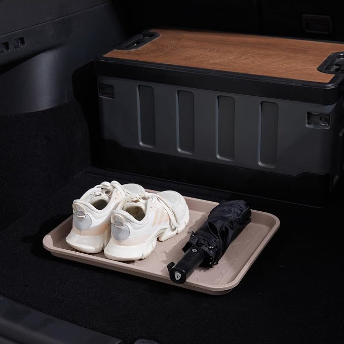 Boot Tray 2 Packs All Seasons Multi-Purpose, Waterproof Boot Trays for Entryway Indoor & Outdoor, Non-Slip Shoe Tray, 16.7"x12.8",Tan