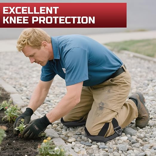 Professional Knee Pads for Work Construction with Heavy Duty Cap Foam Padding Gel Cushion Knee Pads for Men, Comfortable Adjustable Strong Strap, Military Grade Rivet for Flooring Gardening, Grey