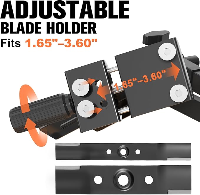 SporGain Lawn Mower Blade Sharpener, 15°–45° Adjustable Lawnmower Blade Sharpener, Fits 1.65"–3.60" Mower Blades, Use with Angle Grinder, Precision Lawn Mower Blade Sharpening Tool