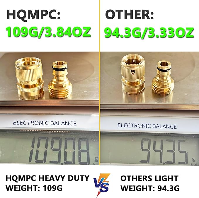 HQMPC Garden Hose Quick Connect Solid Brass Quick Connector Garden Hose Fitting Water Hose Connectors 3/4 inch GHT (6 Sets)