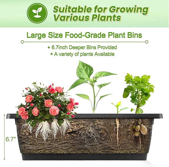 TEANDE Vertical Raised Garden Bed with Lockable Wheels, 5-Tier Elevated Planter Box w/Drainage System & 4 Hooks for Herbs Vegetables Flowers, Vertical Garden Planter for Patio Yard Indoor Outdoor