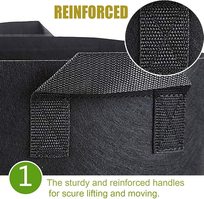Cavisoo 10-Pack 7 Gallon Plant Grow Bags, Heavy Duty 300G Thickened Non-Woven Aeration Fabric Pots with Reinforced Handles