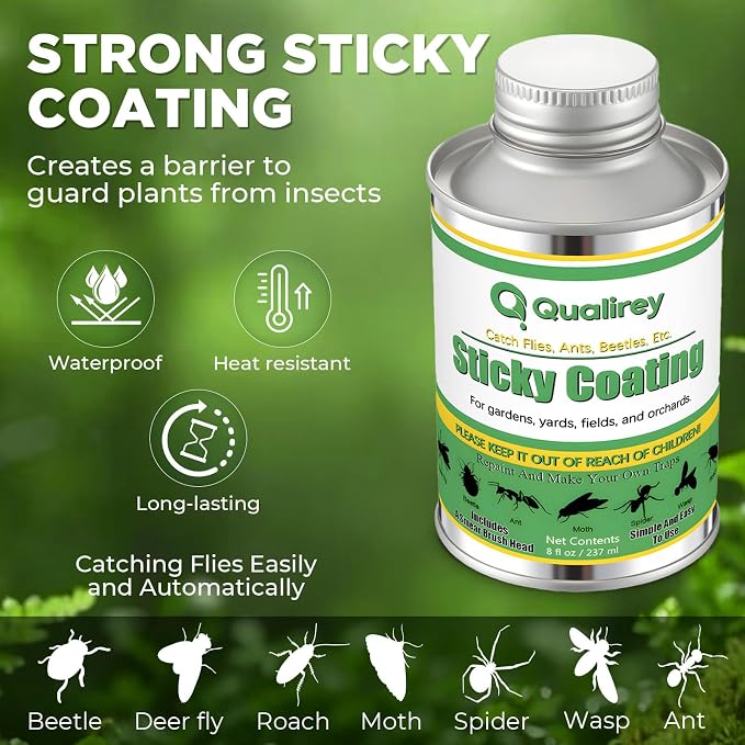 Qualirey 2 Pcs Big Fly Trap Ball 18 inch Hanging Fruit Fly Trap Outdoor Sticky Insect Ball with Sticky Coating Glue Air Pump Adhesive Catcher for Farm Orchard Gnat Mosquito Hornet Deerflies(Black)