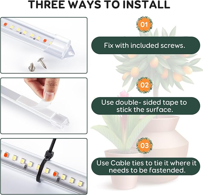 SDOVUERC 16'' 6 Bars Grow Light Strips for Indoor Plants with Auto ON/Off Timer 6/12/18H, 5 Dimmable Levels for Shelves Plant Growing(Pack 1)