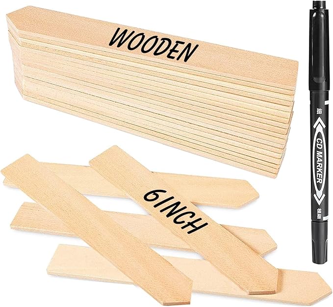 Zkptops 50Pcs Wooden Plant Labels Plant Tags 6 Inch Garden Plants Markers Waterproof Seed Labels Markers Sticks Outdoor Garden Label Stakes Sign Wooden Plants Name Tags for Seedling Vegetables Flower
