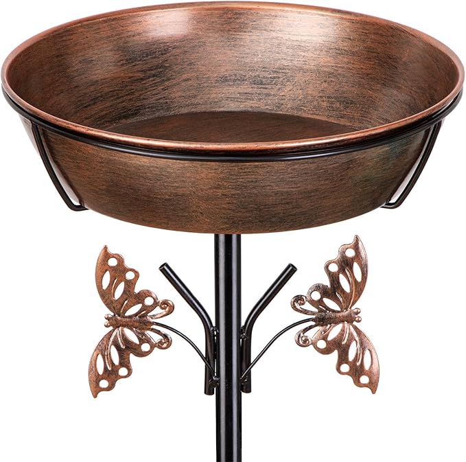 40In Metal Bird Bath for Outdoors,Removable 3" Deep 13" Dia Bowl Heavy-Duty Base,Standing Birdbath Feeder Rust-Proof Birdbaths for Garden Yard Patio Lawn Decor