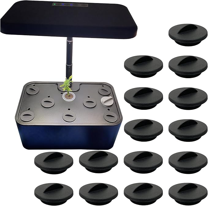 Plant Spacer Caps Compatible with Aerogarden Harvest, Bounty, Farm, Extra, Ultra All Models, Pod Covers Hole Covers for Indoor Growing System, Hydroponic Plant Spacers Cover Lids (Black, 15 Pack)