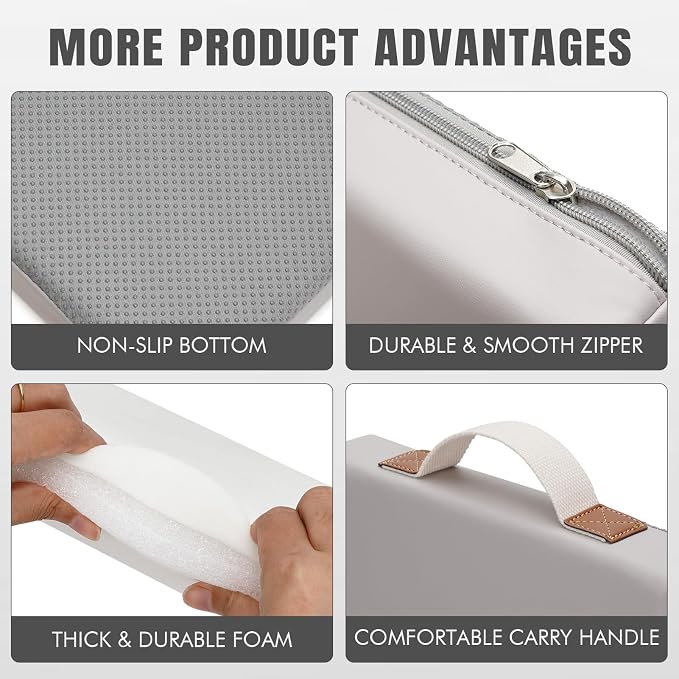 HappyPicnic Waterproof Garden Kneeling Pad - 2" Thick Soft Foam Kneeling Mat for Gardeners with Handle & Removable Cover, Knee Support for Bathing, Grey