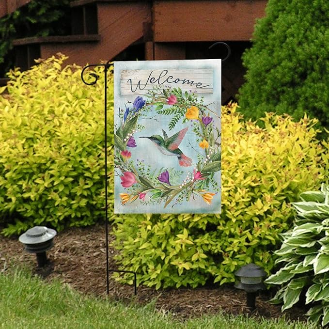 Briarwood Lane Hummingbird Wreath Garden Flag