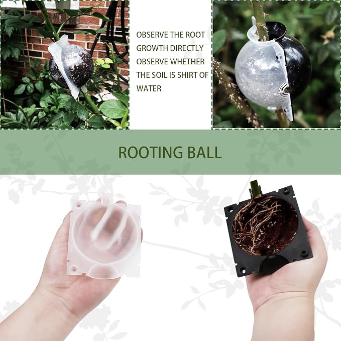 30 Pack 3 Sizes Plant Root Growing Box with 120 pcs Zip Ties, Air Layering Propagation Ball Kit Tree Rooting Grafting Tools for High-Pressure Grafting, Reusable Rooting Device